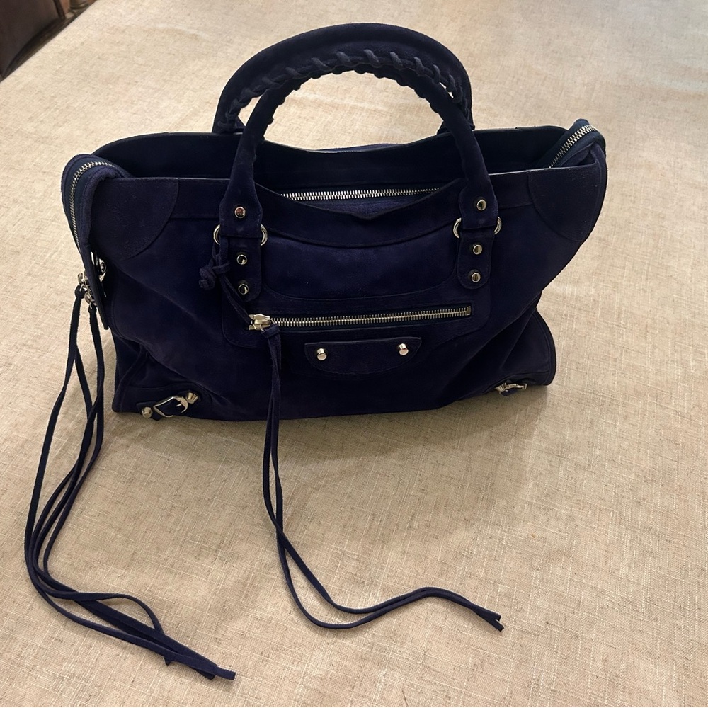 Balenciaga City Bag Blue Suede w/Silver tone hardware 💙Incredible💙Must See!💙💙💙